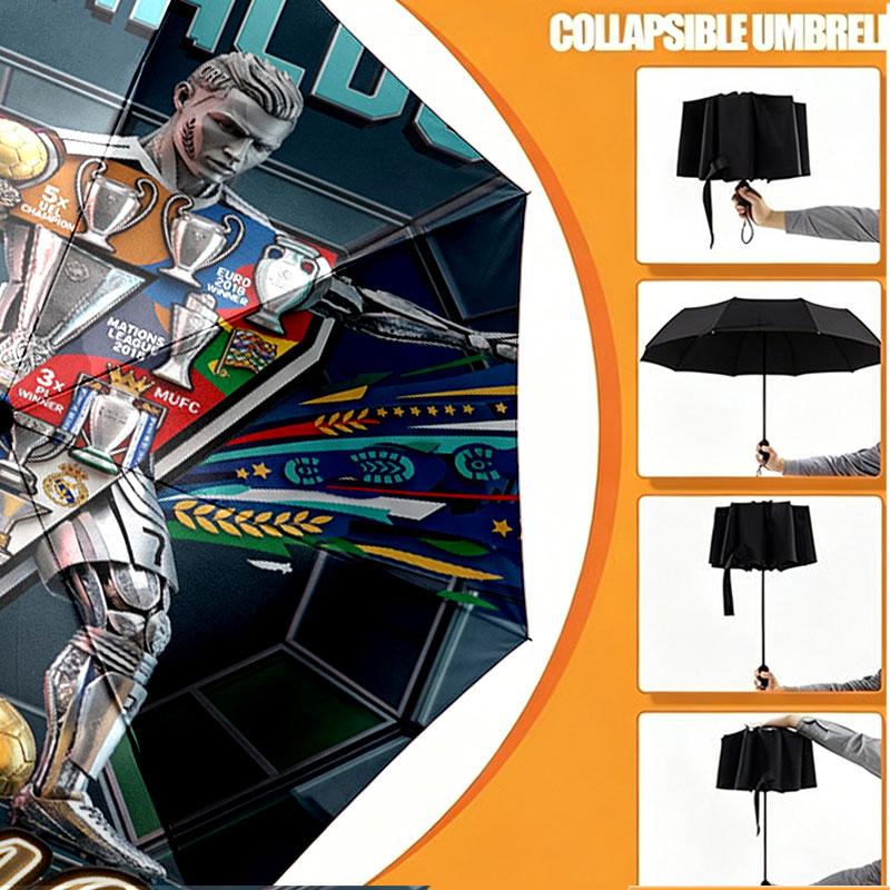 Parapluie Personnalisé Nom Cristiano Ronaldo Imprimé, Ouverture/Fermeture Automatique, Structure Robuste à 8 Baleines, Utilisation Quotidienne Camping Randonnée, Cadeau d'Anniversaire