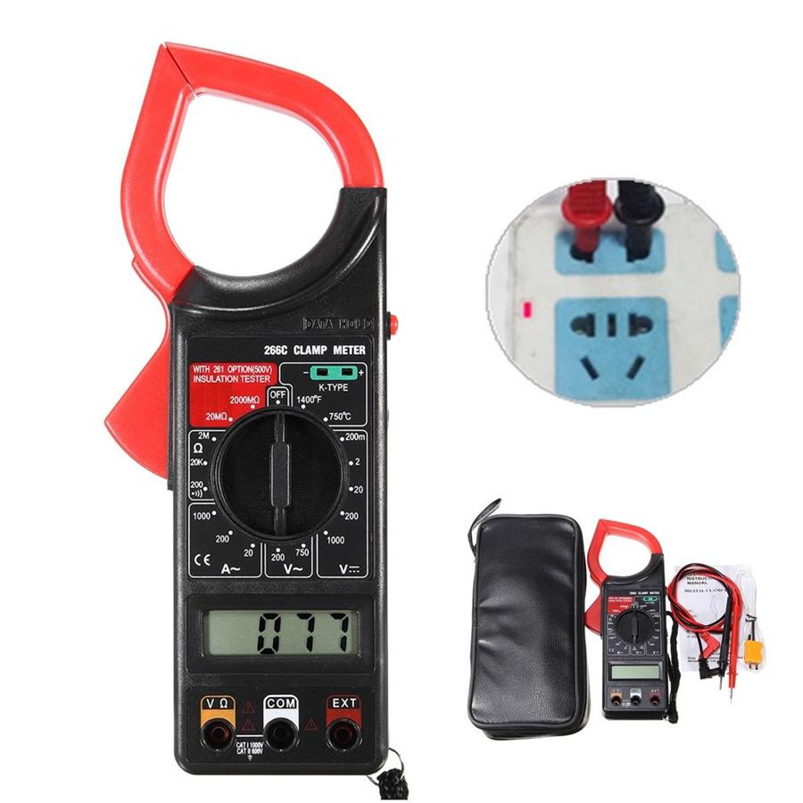 Auto Polarity Display Clamp Meter Multimeter Ohmmeter W/ Temperature Measurement