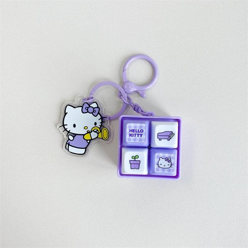 New Creative Four-Grid Electronic Button Sound Keychain Pendant Decor Cartoon Anime Figure Minecraft