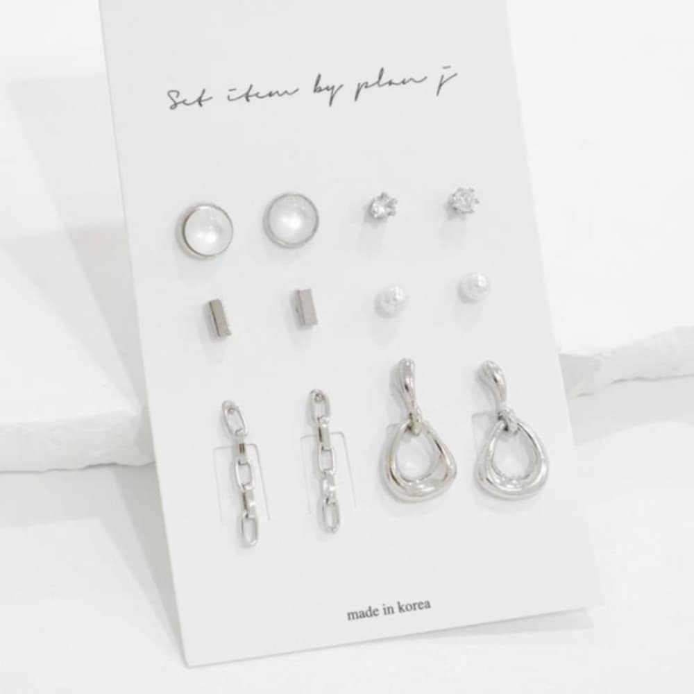 Women's 2-Piece Clear Petite Stone Chain Earring Set (13353385)