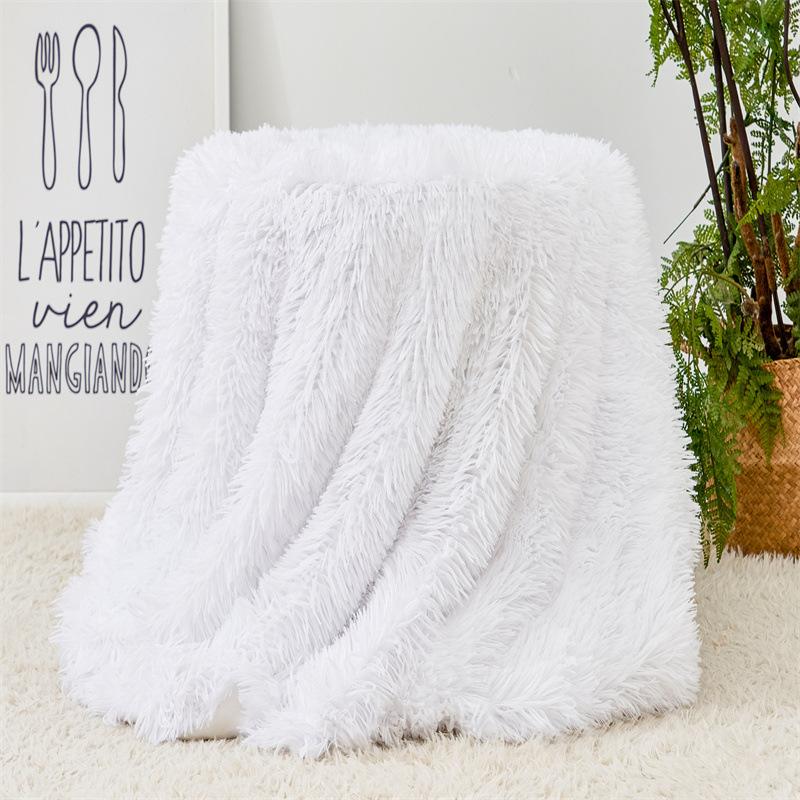Solid Color Mink Fur Blanket Long Pile Tie-Dye Blanket for Sofa Bed Long Plush Bedspread Bed Cover Birthday Christmas Gift