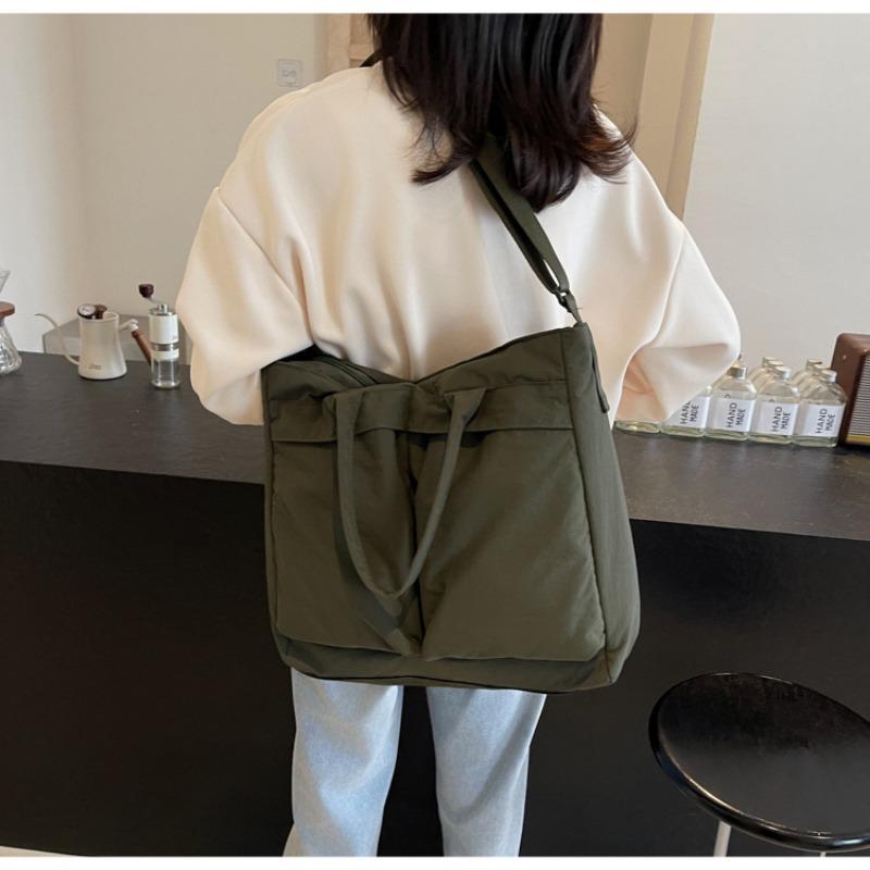 Tote Bag Women Large Capacity 2-Way Multi-Pocket Handheld Casual Minimalist Shoulder Crossbody Bag College Student Class Bag