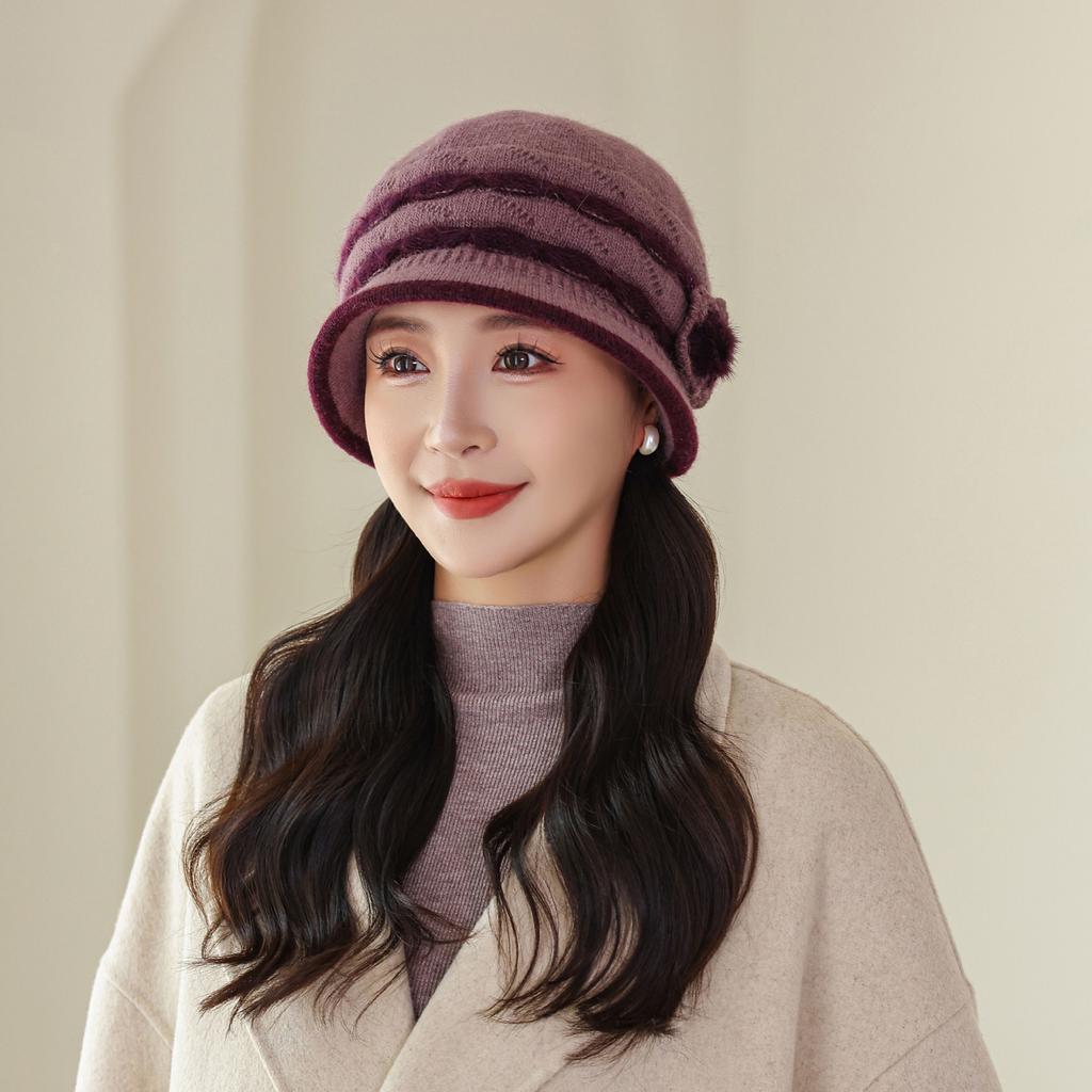 Autumn and winter mother hat winter outdoor cycling windproof piled thickened warm ear protector wool hat knitted hat
