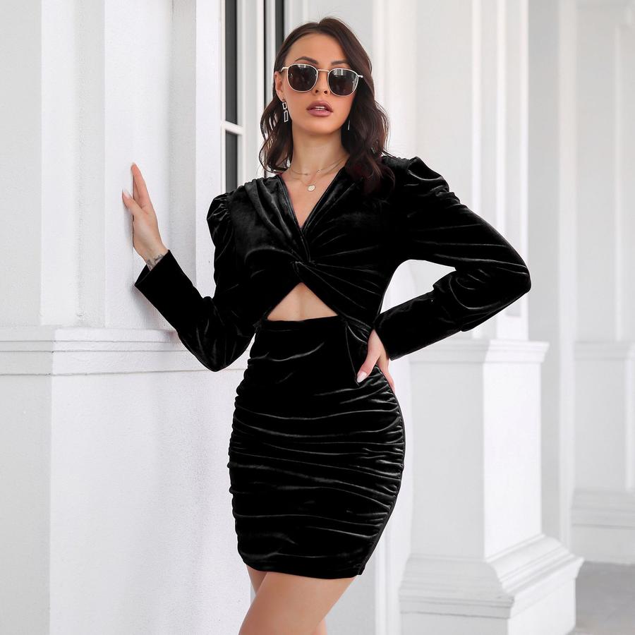 Bohemian Chunky Cable Knit Bubble Sleeve Ruffled Dress Women Spring New Arrivals Exclusive