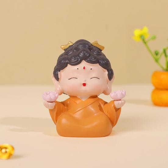 Mini Buddha Statue Resin Meditation Buddha GuanYin Sculpture Spiritual Chinese Home Decor for Office Desk Living Room