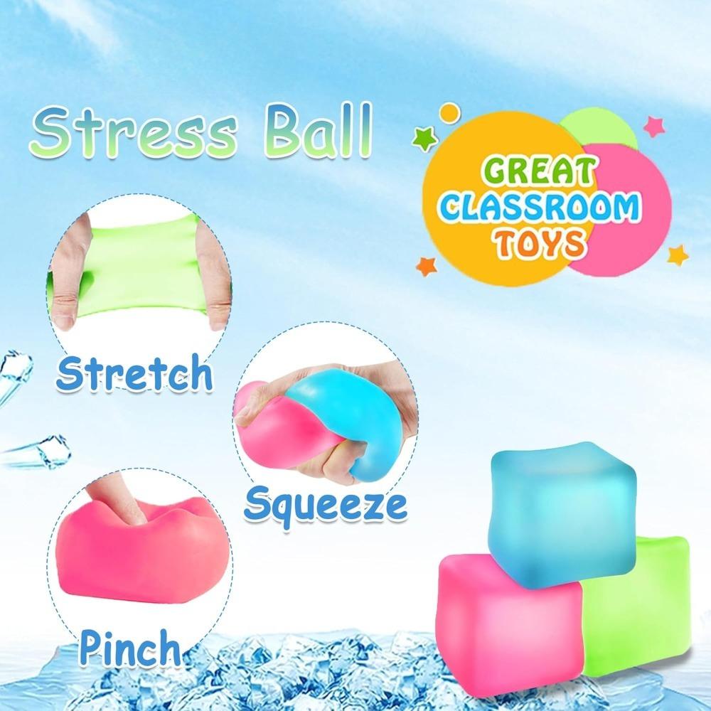 Squishy Ice Cube Stress Ball Toy Sensory Fidget Toys for Adults & Kids Slow Rising Squeeze Ball Autism ADHD Relief Party Gift