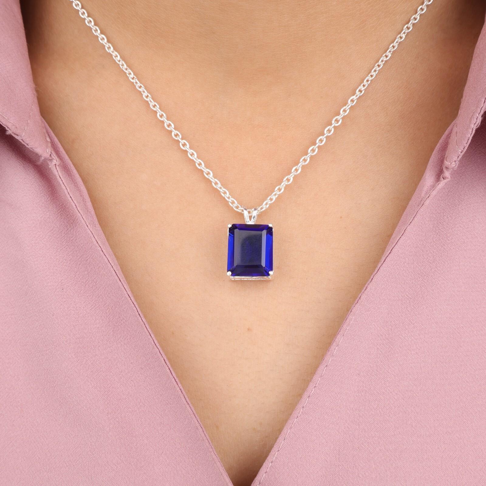 

Blue Sapphire Gemstone 925 Sterling Silver Jewelry Chain Pendant 0.69 For Girls PP-58-3