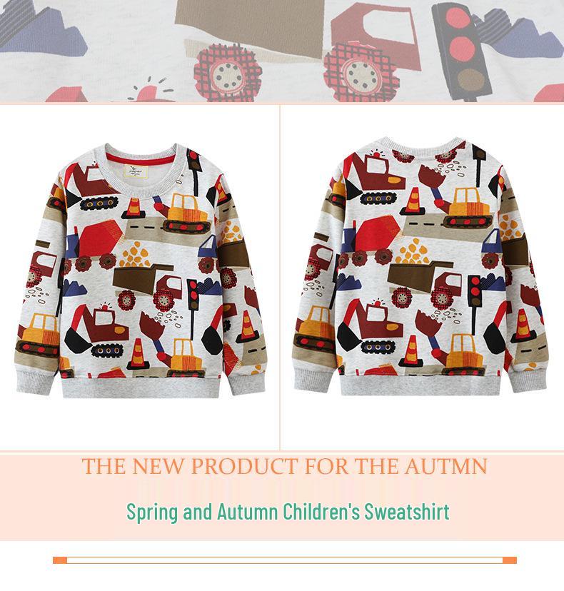 Boys' Autumn Round Neck Long Sleeve Sweatshirt - European & American Style for Kids