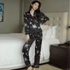 Summer New Pajamas Women's Long-sleeved Trousers Ice Silk Fashion Loose Casual Home Service Suits Can Wear Silk Outside