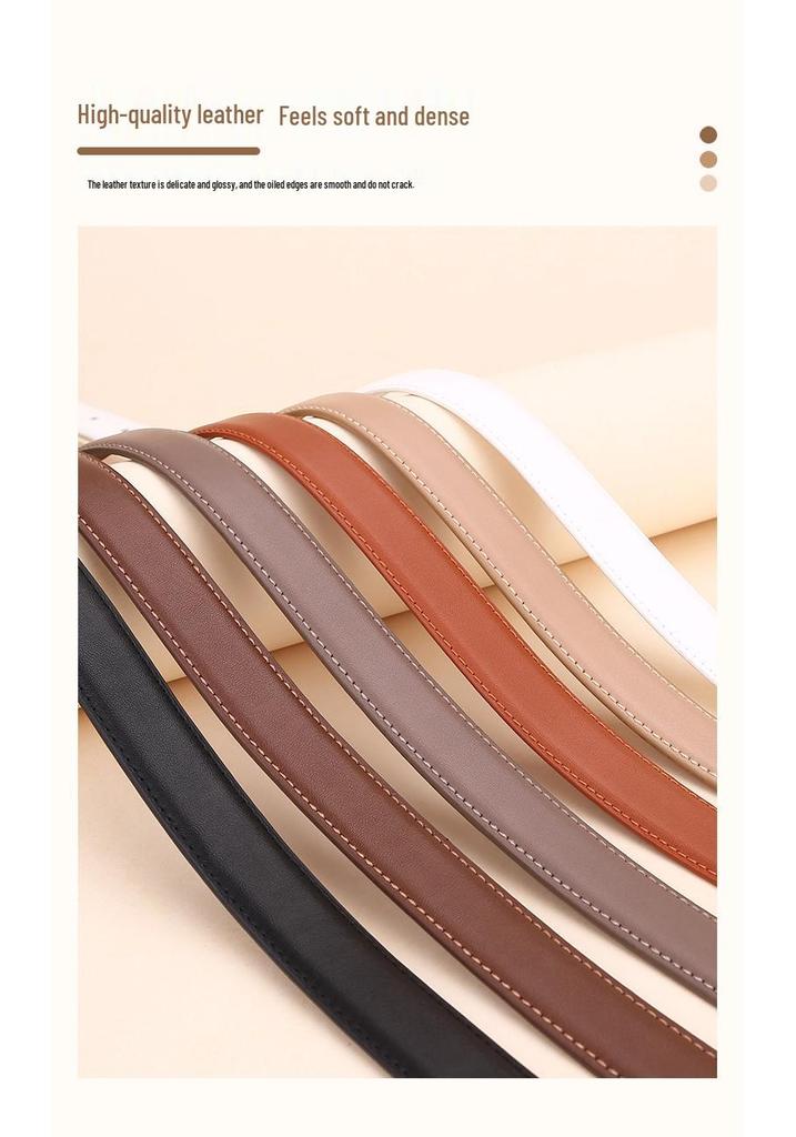 Women's Red Cowhide Leather Belt with Square Buckle - Trendy Decorative Waist Cincher