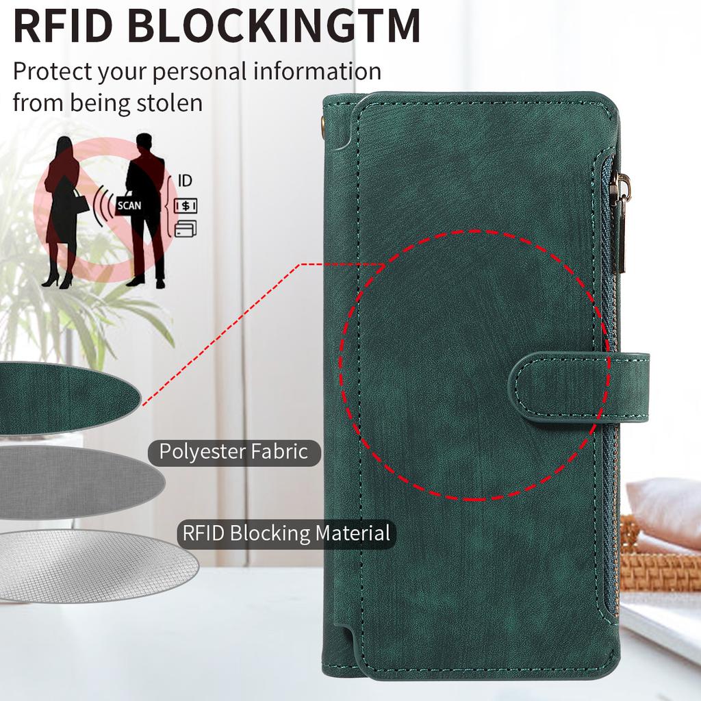 Suitable for iPhone 16 Wallet-style Phone Case, Retro Zipper Apple 17 Pro Max Back Cover Leather Case, Samsung S25