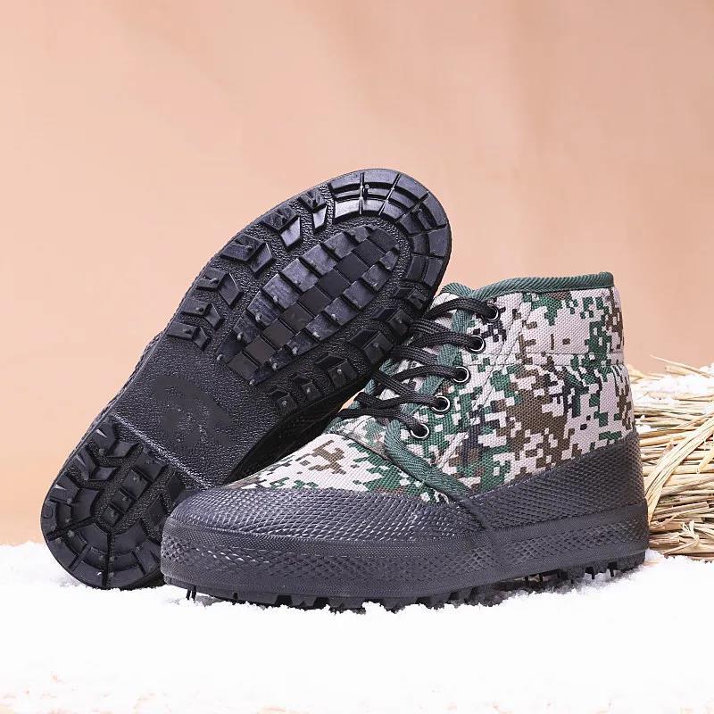 Herrenschuhe aus Plüschbaumwolle mit hohem Schaft und Gummisohle, Winterschuhe, Camouflage-Schuhe, kältebeständige Arbeitsschuhe