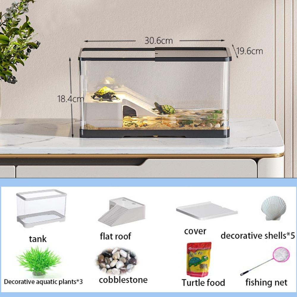 

Декоративные водные растения Среда обитания для рептилий с платформой для баскинга Настольный аквариумный набор чёрный