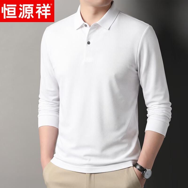 Hengyuanxiang Men's 100% Cotton Long-Sleeve Polo Shirt