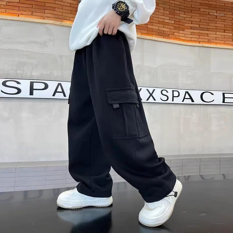 Spring Sweatpants Boys Casual Pants Autumn New Fashion Trousers Kids Loose Solid Work Trousers Children's Clothing 5-14 Years