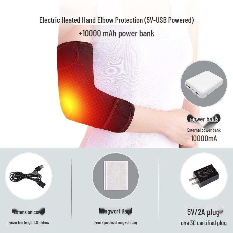 Electric Heated Mugwort Moxibustion Massage Elbow & Neck Protector - Therapeutic Arm Sleeve for Men and Women, Rechargeable