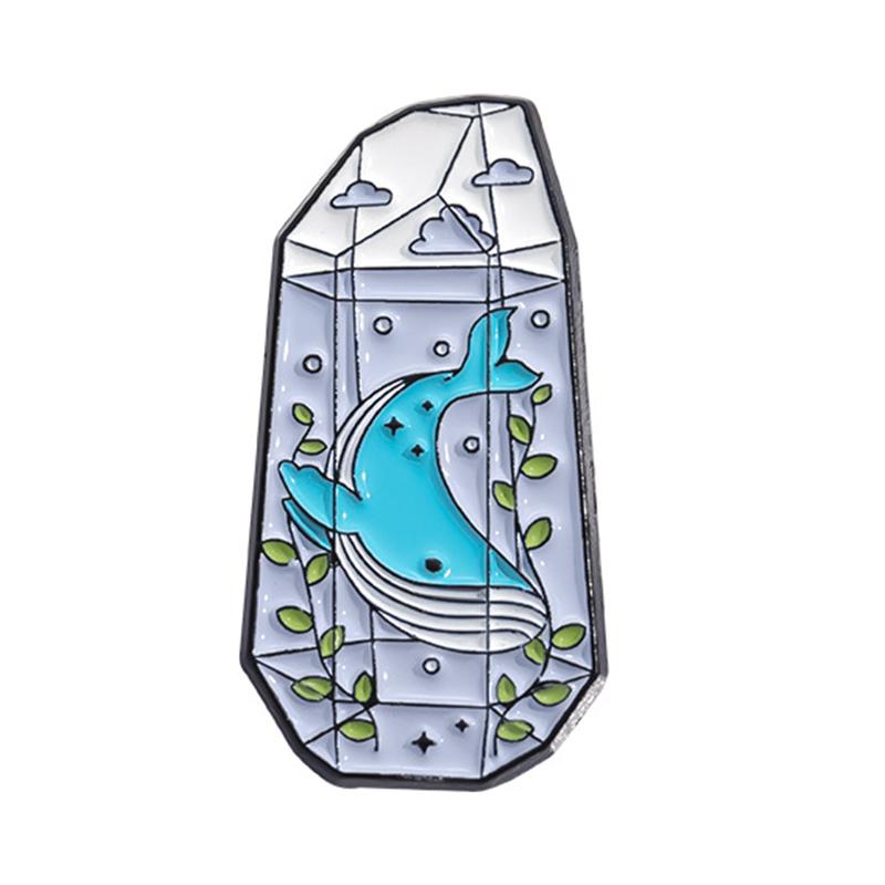 Cartoon Wishing Bottle Enamel Pins Marine Creatures Mushroom Planet Starry Bottle Brooches Lapel Badge Jewelry Gifts for Friends