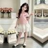 Summer Colorblock Polo Top and Ruffled Tiered Dress Set for Kids