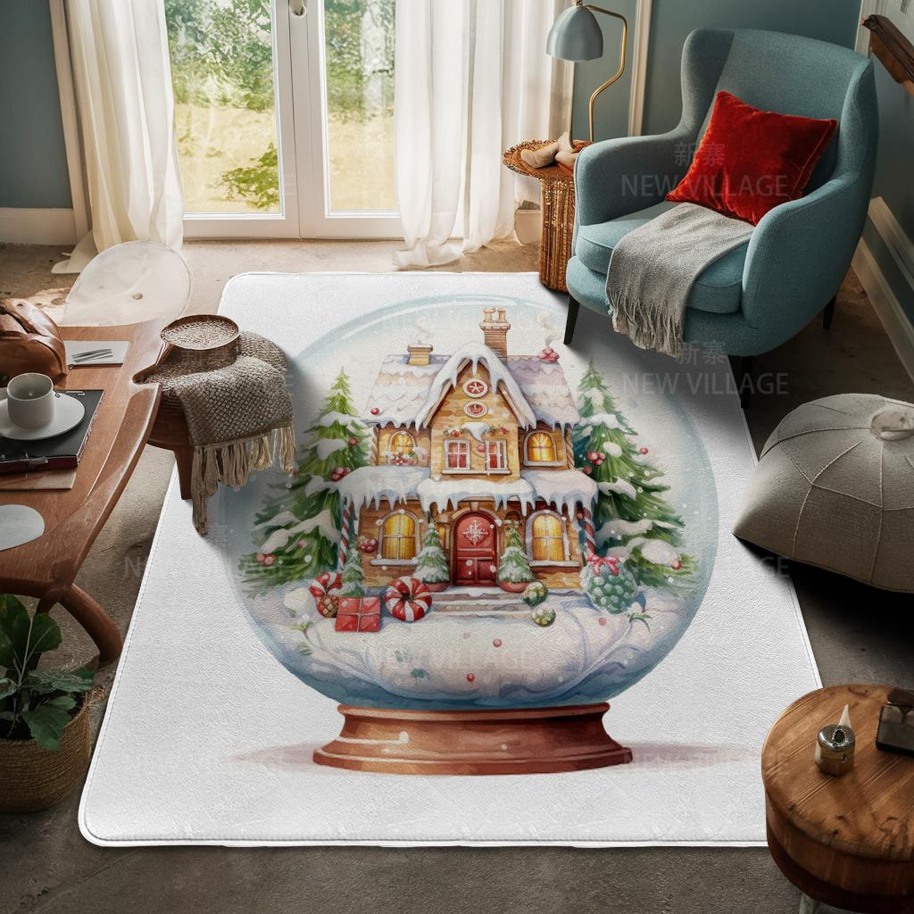 House Entrance Carpet Home Door Mat Living Room Bath Foot Bathroom Non-slip Water Absorption Rugs Bath Merry Christmas Winter
