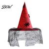 Gothic Wizard Costume Accessories Halloween Witch Hat, with Lace Mesh And Simulated Spiders, Unique Witchy Outfit for Adults Style Accessory, Parties