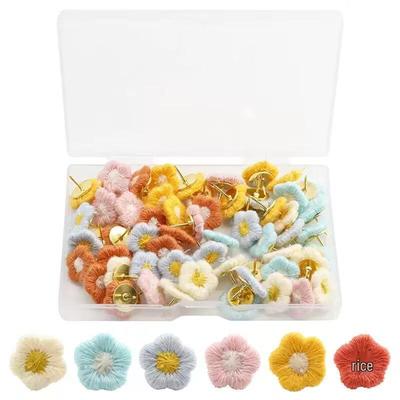 Multi-color Cross-stitch Flower Pushpins - Creative Fabric Flower Thumbtacks for Decoration