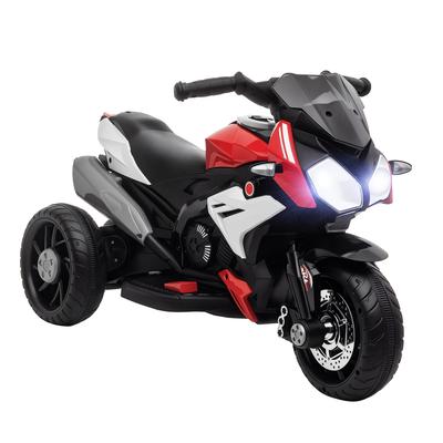 Electric Kids' Motorcycle, Lights & Sounds, 3 Km/h, Rechargeable, Plastic & Metal, Black/Red