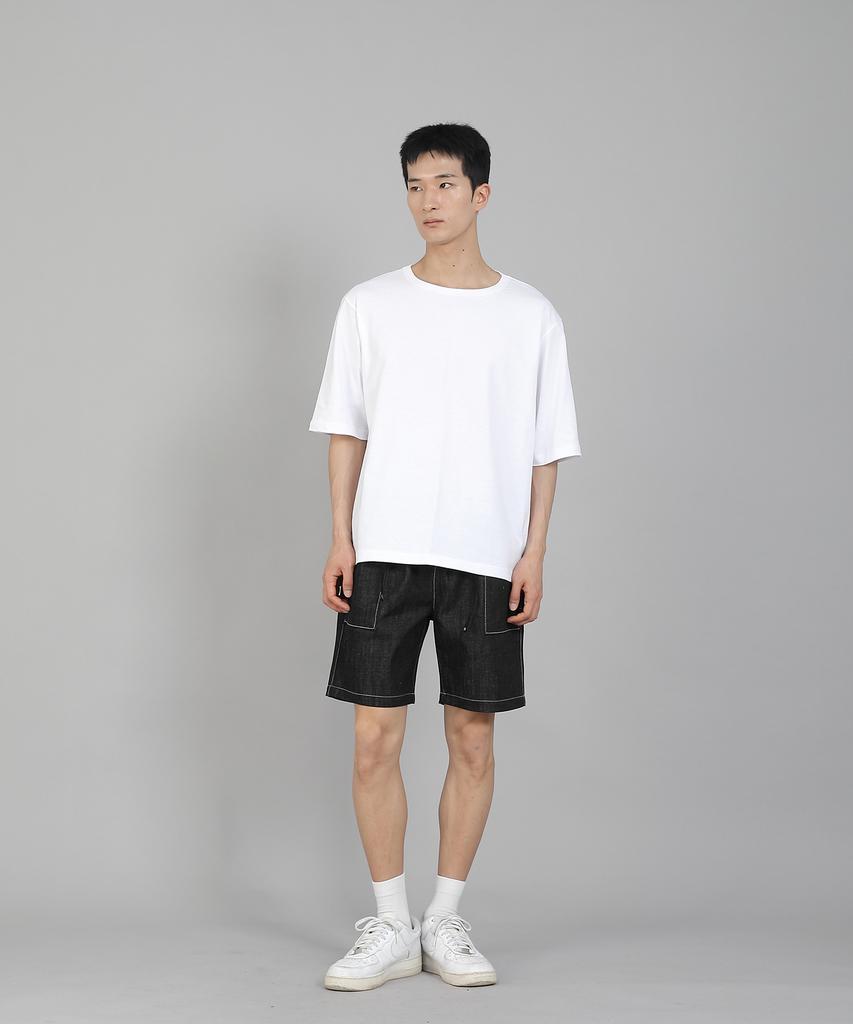 Seinteukeulu Plain R-Neck Half-Sleeve T-Shirt Rhr-896 White