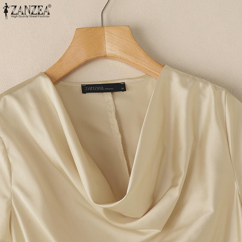 ZANZEA Women Casual Pile Collar Summer Short Sleeve Blouse