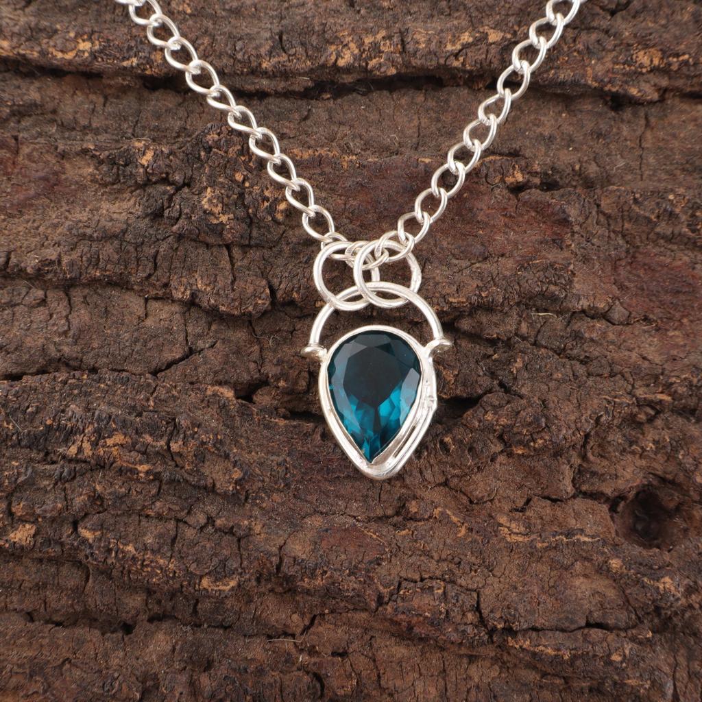 Throat Chakra Pear Apatite Stone 925 Sterling Silver Birthday Gift Boho Pendant PP-56-5