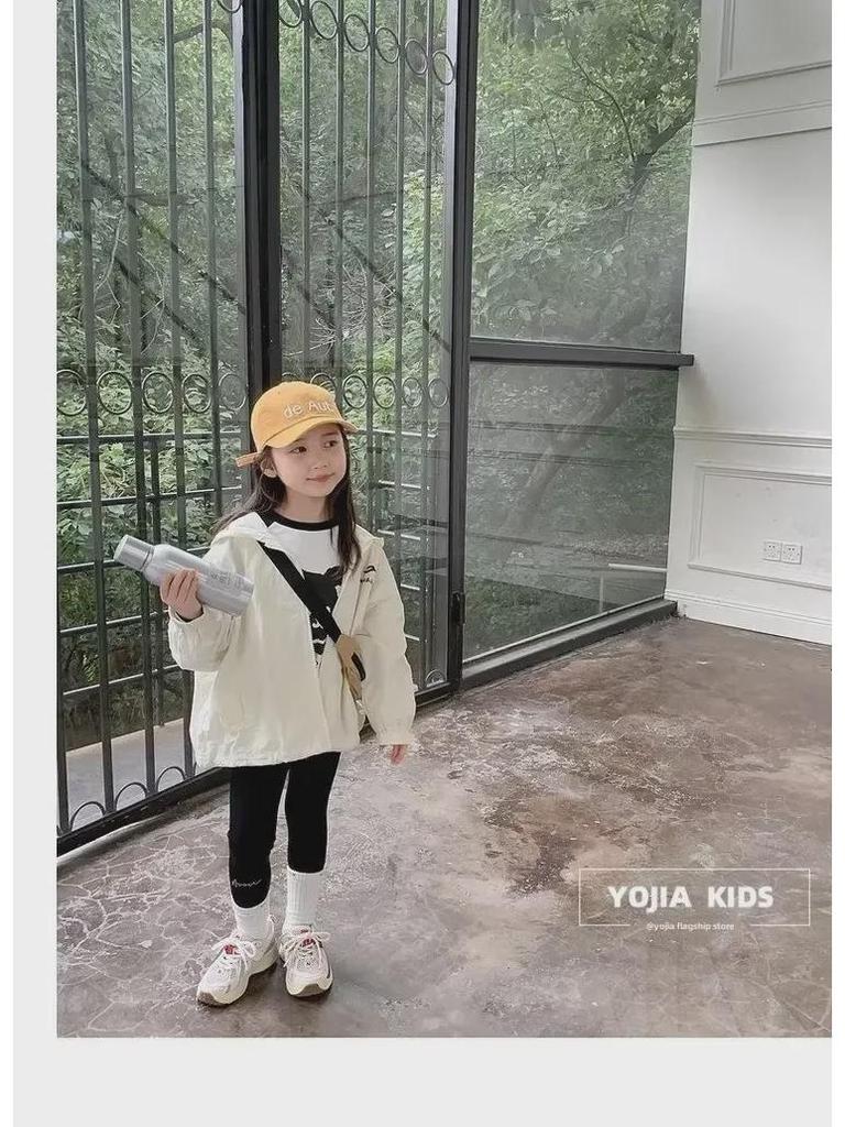 Stylish Hooded Windbreaker for Girls - Color Block Autumn/Winter Jacket for Kids