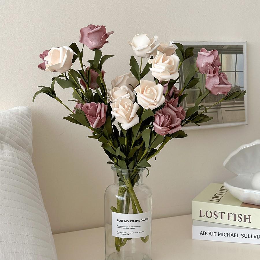 Windflower Hand Bouquet: Retro French Rose Dried Artificial Flowers In Paper Bag for Decoration & Photo Props