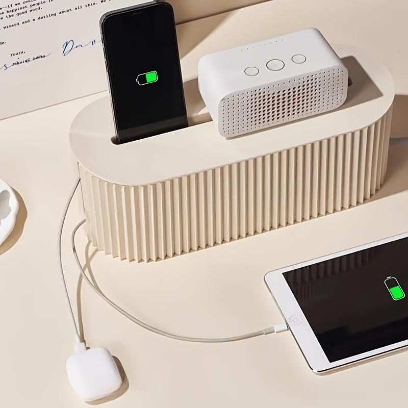 Multi-Function Power Outlet Storage and Organizer Box - Hide Phone, Tablet, and Charger Cable Management, Suitable for Desk and Dorm Bed