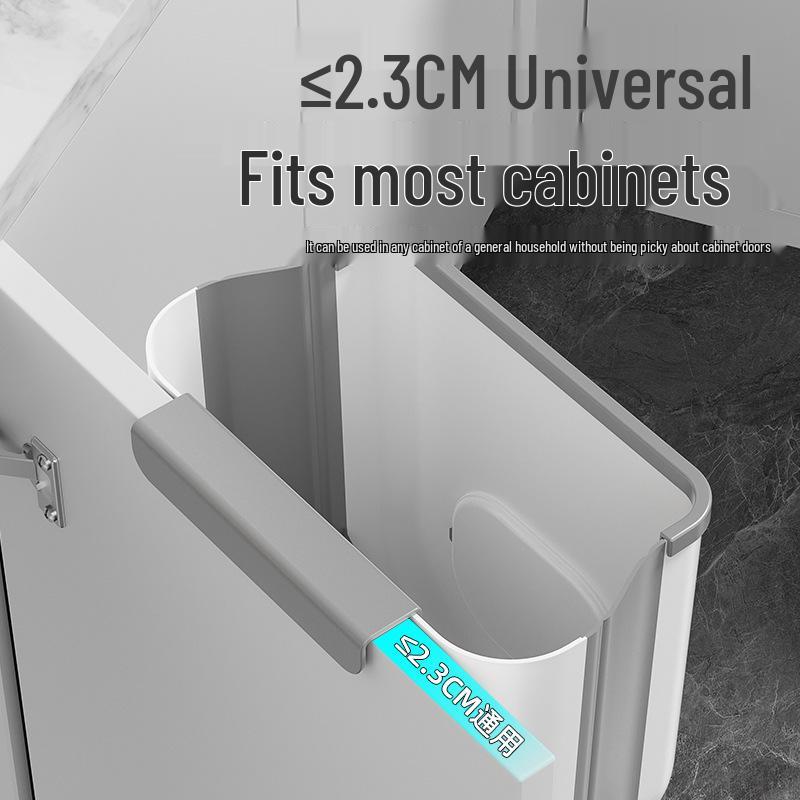 Foldable Wall-Mounted Hanging Trash Can for Kitchen & Bathroom - Easy-to-Clean, High-Quality Plastic Bin
