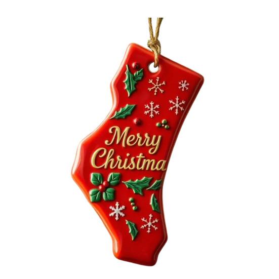 State Pride Christmas Ornaments Acrylic State Shaped Xmas Tree Hanging Decoration