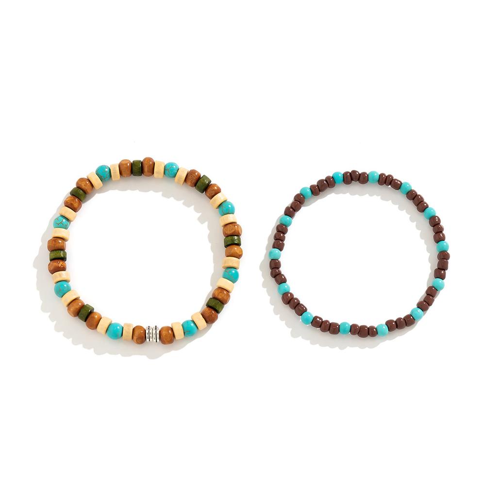 Simple Turquoise Wooden Bead Bracelet for Men Trendy Fashion Versatile High-end Beaded Bracelet for Men