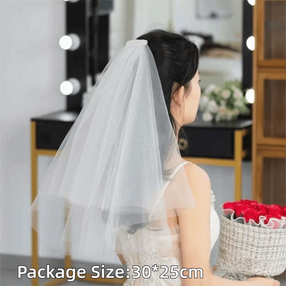 Bow Wedding Veil Pearl Accessories Women's Tulle New Bridal Veil  Bridal Photoshoot