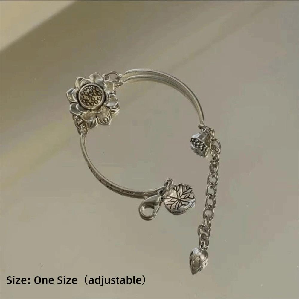 Chinese Style Lotus Bracelet Rotatable Hand Chain Simple Lotus Leaf Bracelet Jewelry Accessories