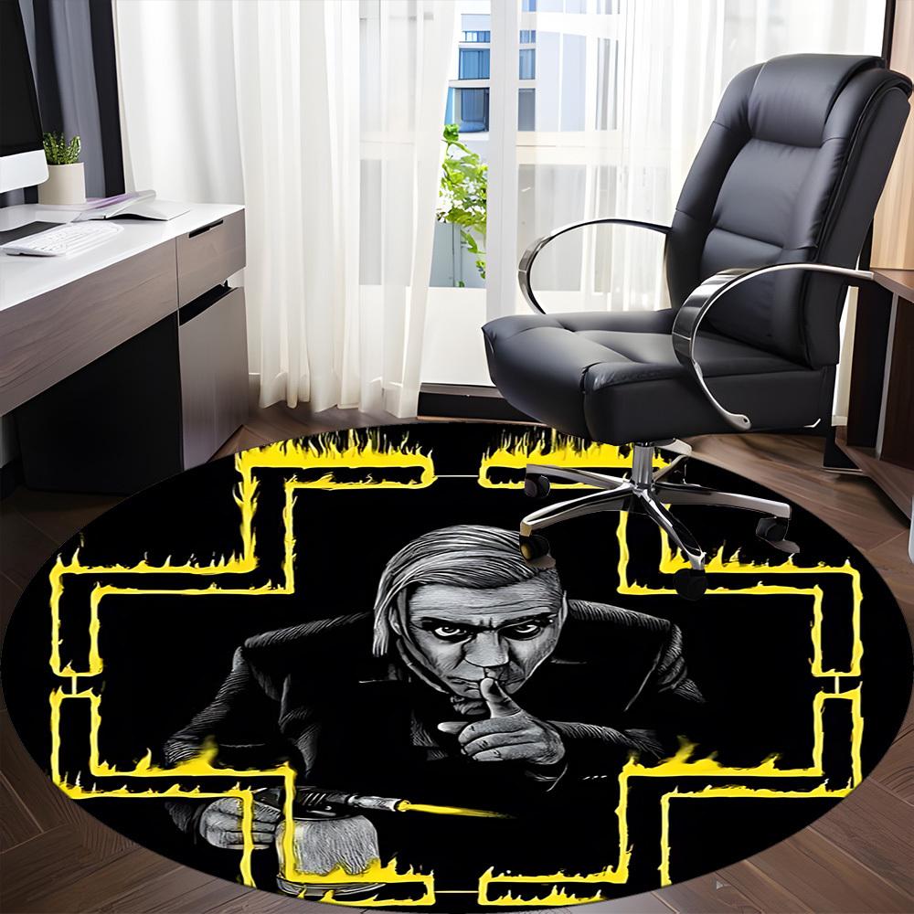 1PC Rammstein Office Round Rug, Non-slip, Soft and Durable Office Rug for Interior Decoration, Perfect for Office,yy250915007