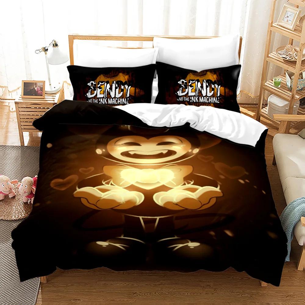 3D-gedrucktes Bendy N Ink Machine Bettwäscheset Kissenbezug Bettdeckenbezug Doppel Twin Full Queen King Erwachsene Kinder Bettwäsche Steppdeckenbezug