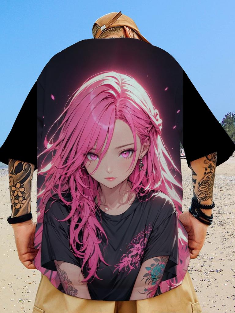 2024 Fashion Men's T-Shirts Anime Character Tee 3D Sexy Beauty Print T Shirt Casual Streetwear Loose Oversized Short Sleeve Tops