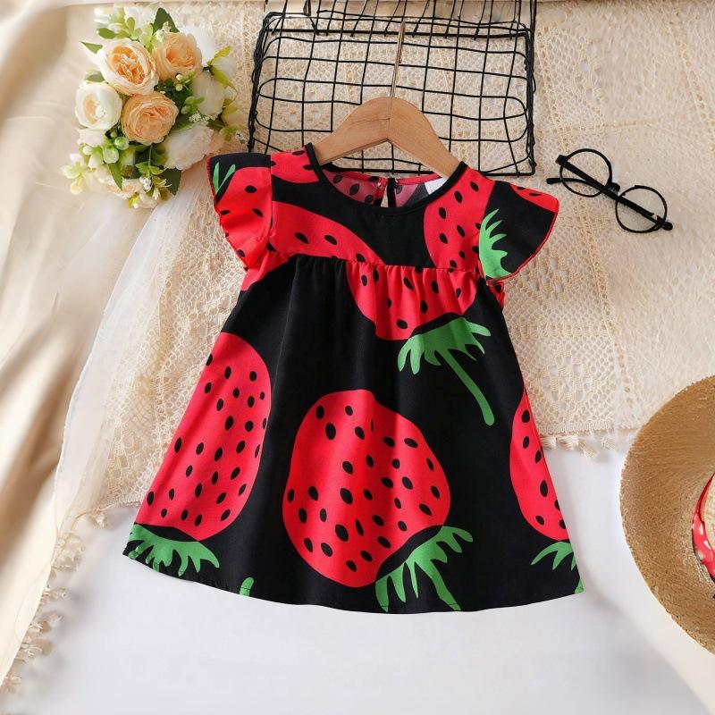 Children's Strawberry Dress: Summer Printed Sweet Princess Dress for Girls