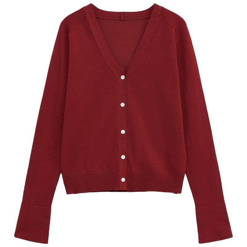 Zaprha 2025 Summer New Single Row Multi-Buckle Decoration Long sleeve V-neck Fine Needle Knit cardigan Outerwear 9598088