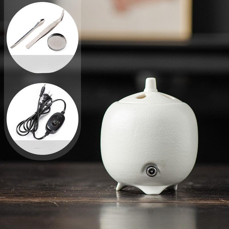 

Ceramic Incense Burner Timed Temperature Adjustment Creative Electronic Censer Home Indoor Essential Oils Incense Powder Tools білий