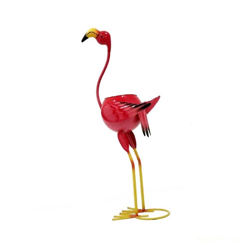 QX2E Metal Planter Flamingo Gift for Women Outdoor Planter Flamingo Decors Garden Statue for Porch Garden Yard Ornaments