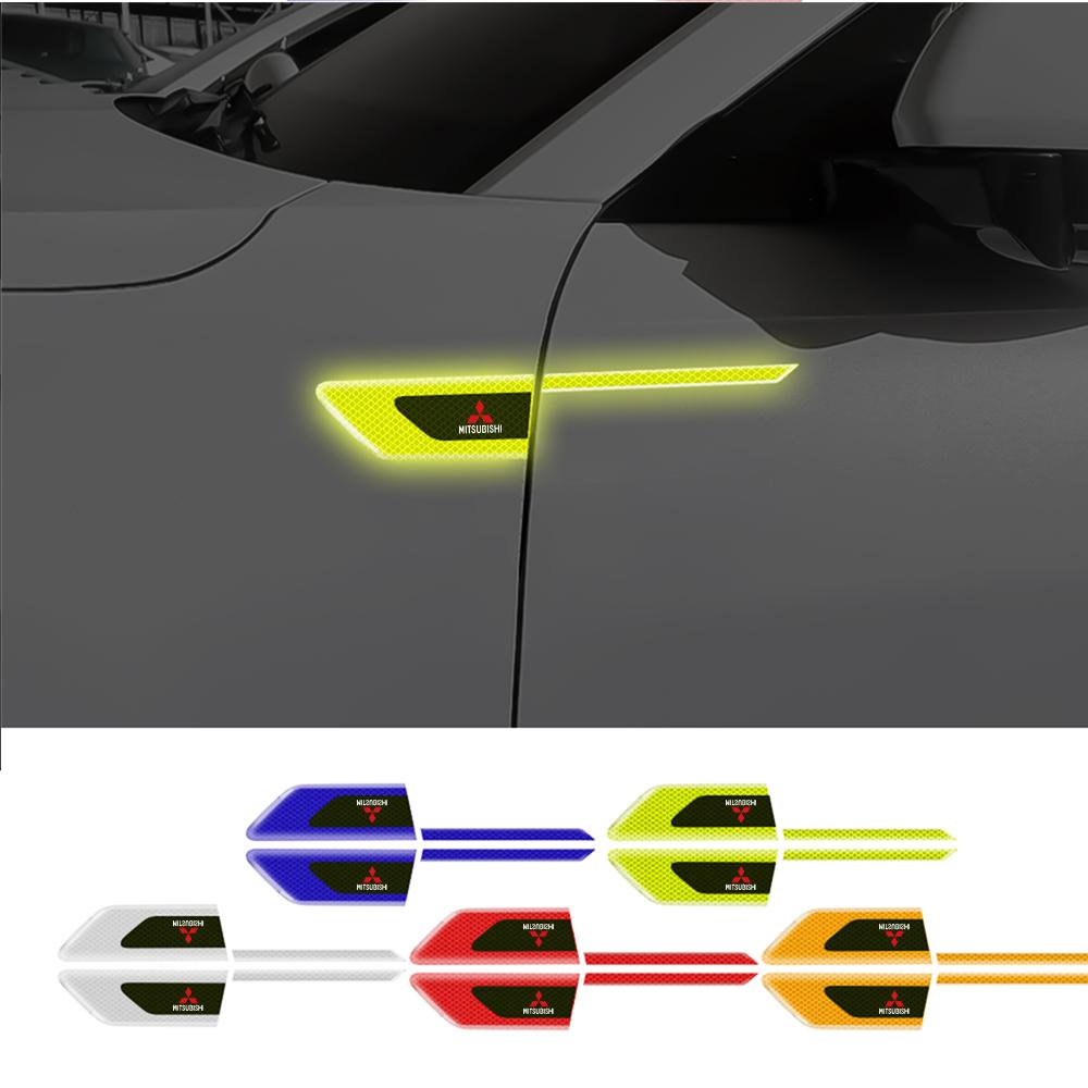 bzdn5 2Pcs Car Fender Door Warn Safety Reflective Sticker Decal Accessories For Mitsubishi Asx Lancer Pajero 4 Outlander 3 L200 Colt