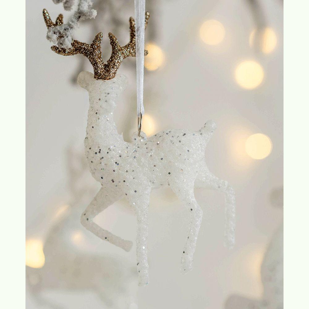 Exquisite PPS Weihnachtsbaumdekoration Weiß Champagner Rentier Hängender Rentier Anhänger Frohes Neues Jahr Weihnachten Deko