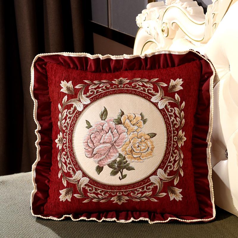 Exquisite French Lace Pillowcases Handcrafted Ethnic Embroidered Square Pillow Covers Premium Floral Fabric Cushion Covers
