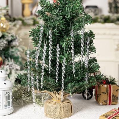Crystal Clear Christmas Tree Ornaments Creative Acrylic Icicle Decorations Hanging Pendants Transparent Party Holiday Decor