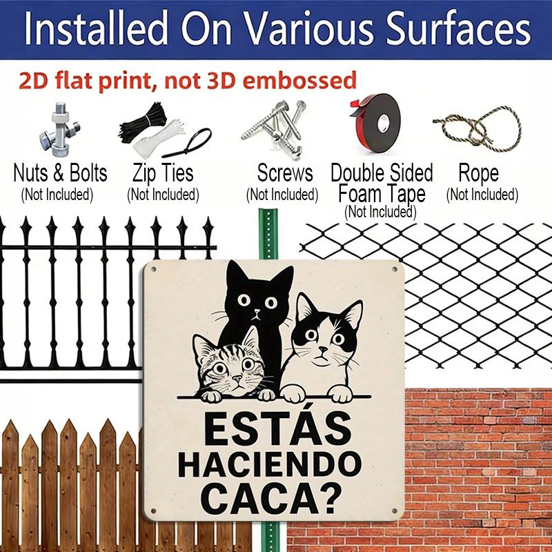 2D Flat, 1pc, Vintage Metal Sign, Decorative Plaques and Ornaments, Cat Gaze Humor Decorative Plaque, Humorous Style, Yard, Bathroom, Door Behind or