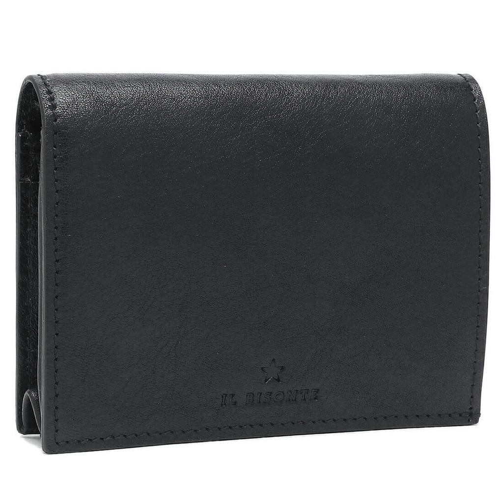 IL BISONTE Compact and SSW014 PV0001 BK238 Bi-fold Wallet, Black, Men's Women's, [Used]